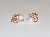 Clip ON Custom pearl CZ stud earrings Mothers gift Bridal party earrings Pearl earrings bracelet necklace set Cubic Zirconia Mother earrings