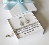Post bridesmaid earrings Bridesmaid gift bridesmaid bracelet earrings Silver bridesmaid necklace earrings Gold wedding jewelry set Rose gold