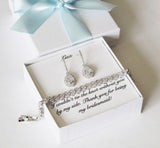 Navy bridesmaid earrings bracelet set dark blue bridesmaid gift Bridesmaid necklace earrings Cubic Zirconia post earrings Bridesmaid jewelry