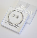Personalized bridesmaid gift, Tear drop cubic zirconia necklace earring SET, Bridesmaid bracelet, Bridesmaid earrings, Bridesmaid necklace