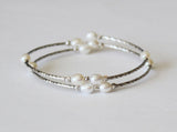 Fresh water pearl bangle bracelet Real pearl bridesmaid bracelet Multi row pearl bracelet Bridesmaid gift Bridesmaid jewelry Bridal bracelet