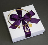 Deep purple bridesmaid earrings, Dark purple bridesmaid jewelry Cubic Zirconia earrings necklace set Bridesmaid gift, Purple custom gift box