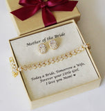 Mother of the groom wedding gift set Mother of the bride gift gold mother bracelet Mother in law Stepmother gift Mother earrings rose gold