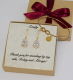 Bridesmaid earrings, Bridesmaid necklace earrings, Bridesmaid bracelet earrings set, Infinity bangle bracelet, Bridesmaid proposal gift box