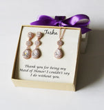 Bridesmaid earrings Bridal necklace earrings set round and pear earrings Bridesmaid gift Burgundy earrings Dark red bridesmaid jewelry gift