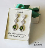 Pale mint bridesmaid earrings Bridal earring necklace set Bridesmaid necklace Light green earrings Mint bridesmaid gift Sage green wedding