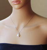 Extra Large fresh water pearl pendant necklace Sterling silver Real pearl necklace Big pearl Peacock pearl necklace White big pearl necklace