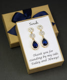 Multiple drop color Navy blue Bridesmaid earring necklace bracelet set Bridesmaid gift Bridal blue necklace Blue bridesmaid jewelry gift set