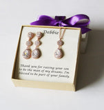 Mothers gift Custom Lavender Mother of the groom set Mother of the bride gift set Light purple Mother earrings Mother necklace earrings set