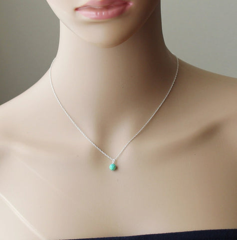 Green opal necklace Custom color opal pedant necklace Sterling Silver opal necklace Green bridesmaid necklace Birthday set Christmas gift