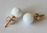 8mm fire opal ball earring studs Large fire opal earrings white opal studs Bridesmaid earrings Birthstone gifts Custom color opal earrings