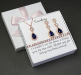 Multiple drop color Navy blue Bridesmaid earring necklace bracelet set Bridesmaid gift Bridal blue necklace Blue bridesmaid jewelry gift set