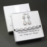 Custom Opal CZ earrings bracelet necklace set bridesmaid gift Opal bridesmaid earrings Bridesmaid jewelry Opal bridal bracelet earrings set