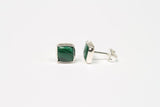 7mm Natural Malachite studs Sterling silver square malachite studs green malachite earrings Green gemstone earrings Malachite stud earrings