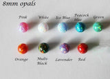 8mm Ice blue opal ball sterling silver leverback earrings, Multiple colors, Fire opal drop earrings, Opal earrings, October birthstone gift