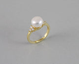 Rose gold fresh water pearl CZ ring, Real pearl ring, Adjustable pearl ring, Bridal Wedding ring birthday, Mother's gift, Christmas, CZ ring