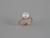 Rose gold fresh water pearl CZ ring, Real pearl ring, Adjustable pearl ring, Bridal Wedding ring birthday, Mother's gift, Christmas, CZ ring