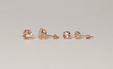 6mm, 8mm Sterling silver Pink Morganite Cubic Zirconia stud earrings, Bridesmaid earrings Flower girl pink studs Rose gold wedding earrings