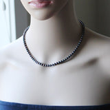 Petite 4mm peacock black round fresh water pearl necklace Real pearl necklace Bridesmaid necklace Flower girl Small pearl necklace Bridal