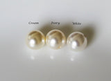 SET of 4 pairs bridesmaids pearl earrings, Real pearl earring studs, Bridesmaids jewelry, Nautical, Bridal party earrings, Custom message