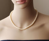 Natural peach pearl necklace, Bridesmaid necklace Real pearl necklace, Bridesmaid gift, Wedding jewelry, Champagne pearl necklace