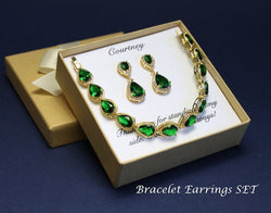 Emerald green bridesmaid earrings, Emerald Bridesmaid necklace earrings, bridesmaid necklace Emerald green bridesmaid gift Bridal party gift