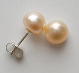 Genuine Peach champagne pearl necklace bracelet earrings set Wedding pearl set Peach pearl bracelet earrings set Pink pearl wedding necklace