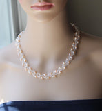 Genuine Peach champagne pearl necklace bracelet earrings set Wedding pearl set Peach pearl bracelet earrings set Pink pearl wedding necklace