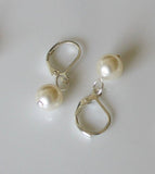 Bridesmaids earrings,pearl drop earrings, Swarovski ivory pearls, Your choice of colors, gold earring, one pearl earring, single pearl