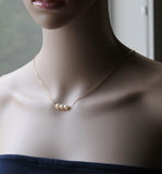 Genuine antique cream fresh water pearl necklace, Cream pearl necklace, Bridesmaid necklace, Light gold pearl necklace, Real pearl necklace