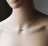 Sterling silver sideways cross necklace, Cross necklace, Side cross necklace, Baptism necklace, Christmas gift, Gift for her