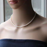 Petite 4mm white fresh water pearl necklace, Genuine pearl necklace, Bridesmaid necklace Flower girl gift Small pearl necklace Bridal gift