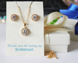 Bridesmaid gift Cubic Zirconia bracelet earrings Bridal party set Wedding jewelry Flower girl gift Bridesmaid earrings necklace Round studs