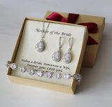 Personalized Gift for Mother of the Groom necklace earrings set Mother of the Bride bracelet earrings Mother in law Wedding Gift from Bride