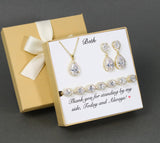 Engraved Bridesmaid earrings, Bridesmaid jewelry set, Bridal party jewelry, Wedding necklace earrings gift, Bridesmaid bracelet earrings set