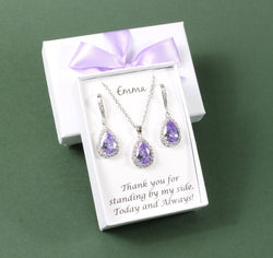Lavender bridesmaids jewelry Bridesmaids necklace earrings Amethyst bridesmaid set Light purple Bridesmaids gift February birthstone Custom