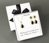 Black bridal necklace earrings bridesmaids earrings Bridesmaids gift wedding necklace bracelet earrings set Bridesmaids jewelry Mothers set