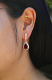 Clip on CZ hook drop earrings Non-pierced ears Clip on rose gold earrings Bridesmaids gifts Clip on bridal party gifts Burgundy Mothers clip