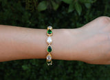 Emerald bridal jewelry set Green drop earrings necklace bracelet set bridesmaids jewelry gift Bridal jewelry Gold emerald wedding jewelry