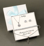 Flower girl jewelry set Bridesmaid gift Bridal party jewelry Flower girl gift adjustable Tennis bracelet Junior bridesmaid Bridesmaids gift