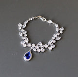 Royal blue Wedding necklace Sapphire blue Bridal jewelry SET Blue bridal earrings bracelet Statement necklace Royal blue Bridal jewelry set