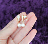 Clip On pearl drop earrings Non pierced ears Lavender Pearl clip on earrings Silver gold clip on earrings Bridesmaid earrings flower girl