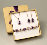 Purple amethyst Bridesmaid Earrings Purple bridesmaids gift jewelry Prom graduation Bridal Earrings bridesmaid gift set Gold Wedding Jewelry