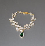 Emerald wedding necklace Bride statement earrings necklace bracelet set Wedding jewelry set Emerald green bridal SET Emerald bridal jewelry