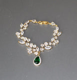 Emerald wedding earrings necklace bracelet set Bridal jewelry set Emerald green bridal necklace bridal jewelry set Emerald bridal earrings