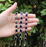Navy blue bridal necklace earrings set Sapphire blue Wedding earrings Navy bracelet earrings Bridesmaid earrings gift Navy blue Bridal SET