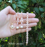 Custom Lavender pearl bridal earrings necklace wedding bracelet Bridesmaid gifts Wedding pearl jewelry Light purple bridesmaid earrings