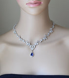 Royal blue Wedding necklace Sapphire blue Bridal jewelry SET Blue bridal earrings bracelet Statement necklace Royal blue Bridal jewelry set