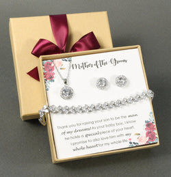 Mother of the bride gift bracelet from bride, mother of the groom gift, step mother of the bride, stepmom wedding gift set, necklace earrings