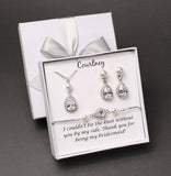 Bridesmaid earrings bracelet necklace set Cubic zirconia and pearl gift Bridesmaid pearl earrings Bridesmaid jewelry set Wedding jewelry set